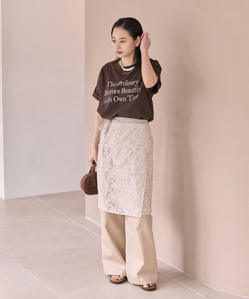 JOURNAL STANDARD（ジャーナルスタンダード）の「《追加2》汗ジミ防止天竺プリントT（Tシャツ/カットソー・レディース・ブラウン/ホワイト/チャコールグレー・FREE）」の22枚目の写真