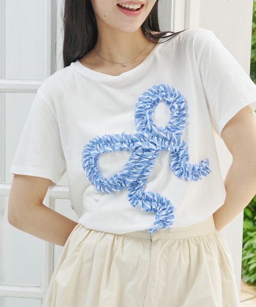 MELSOI.（メルソイ）の「エンブロイダリーリボンTシャツ（Tシャツ/カットソー・レディース・ネイビー/ブルー・FREE）」の20枚目の写真