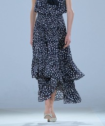 ドットシフォンギャザーレイヤードスカート