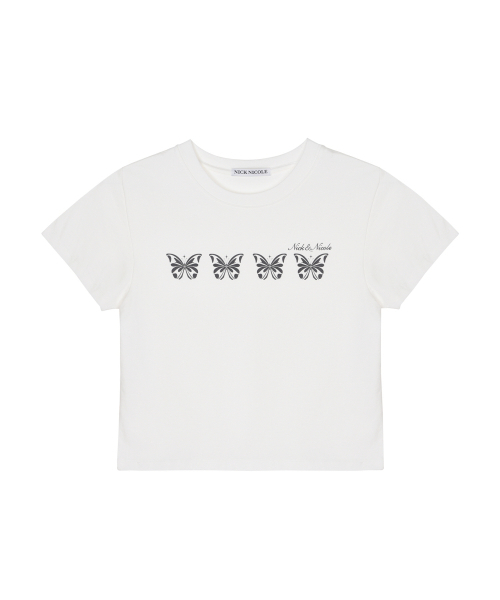 NICK&NICOLE(ニックアンドニコール)の「MINI BUTTERFLY GRAPHIC TOP_WHITE(Tシャツ/カットソー・レディース・その他・FREE)」の1枚目の写真