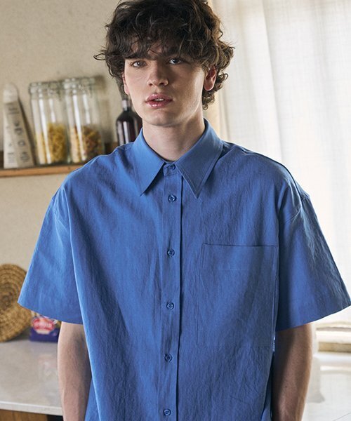 ease(イーズ)の「LINEN POCKET 1/2 SHIRTS_BLUE(シャツ/ブラウス・メンズ・その他・MEDIUM/LARGE)」の1枚目の写真