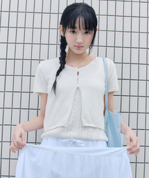 BOUCLE CARDIGAN SLEEVELESS SET_IVORY