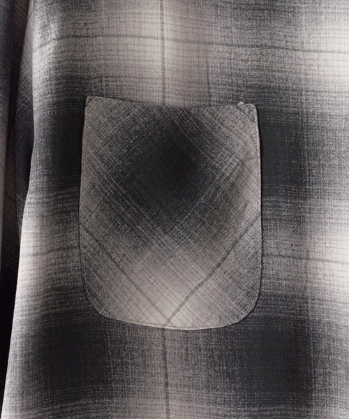 DAN RIVER（ダンリバー ）の「DAN RIVER/ダンリバー RAYON CHECK SS SHIRT チェックシャツ オンブレチェック 半袖 オーバーサイズ メンズ レディース ユニセックス 秋 秋服 2026年秋冬（シャツ/ブラウス・メンズ・ブラウン/ホワイト×ブラック/ブラック・M/S/L）」の12枚目の写真