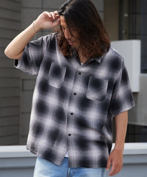 DAN RIVER（ダンリバー ）の「DAN RIVER/ダンリバー RAYON CHECK SS SHIRT チェックシャツ オンブレチェック 半袖 オーバーサイズ メンズ レディース ユニセックス 秋 秋服 2026年秋冬（シャツ/ブラウス・メンズ・ブラウン/ホワイト×ブラック/ブラック・M/S/L）」の21枚目の写真