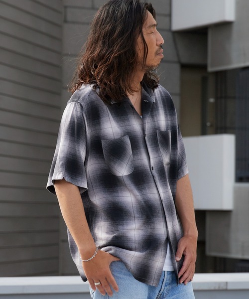DAN RIVER（ダンリバー ）の「DAN RIVER/ダンリバー RAYON CHECK SS SHIRT チェックシャツ オンブレチェック 半袖 オーバーサイズ メンズ レディース ユニセックス 秋 秋服 2026年秋冬（シャツ/ブラウス・メンズ・ブラウン/ホワイト×ブラック/ブラック・M/S/L）」の22枚目の写真