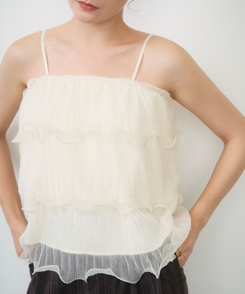 Lunea(ルネア)の「シアーティアードチュールキャミソール / sheer tiered tulle camisole(キャミソール・レディース・ブルー/アイボリー/ピンク・FREE)」の1枚目の写真