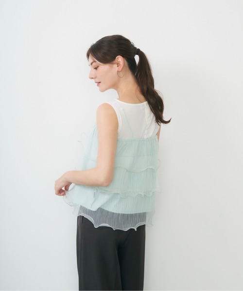 Lunea(ルネア)の「シアーティアードチュールキャミソール / sheer tiered tulle camisole(キャミソール・レディース・ブルー/アイボリー/ピンク・FREE)」の12枚目の写真