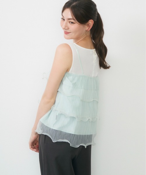 Lunea(ルネア)の「シアーティアードチュールキャミソール / sheer tiered tulle camisole(キャミソール・レディース・ブルー/アイボリー/ピンク・FREE)」の11枚目の写真