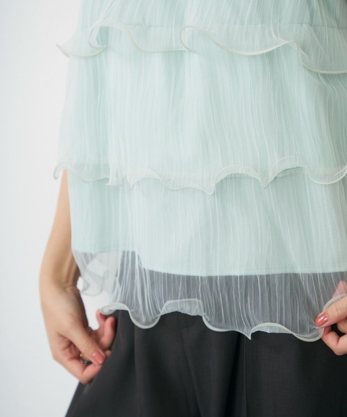 Lunea(ルネア)の「シアーティアードチュールキャミソール / sheer tiered tulle camisole(キャミソール・レディース・ブルー/アイボリー/ピンク・FREE)」の9枚目の写真