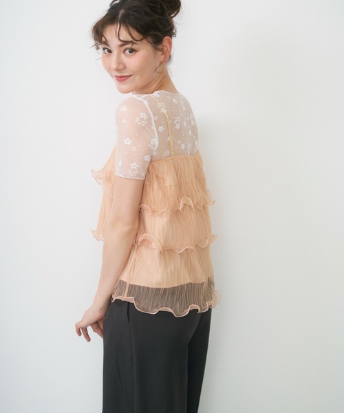Lunea(ルネア)の「シアーティアードチュールキャミソール / sheer tiered tulle camisole(キャミソール・レディース・ブルー/アイボリー/ピンク・FREE)」の22枚目の写真