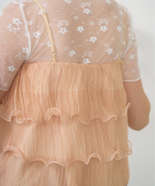 Lunea(ルネア)の「シアーティアードチュールキャミソール / sheer tiered tulle camisole(キャミソール・レディース・ブルー/アイボリー/ピンク・FREE)」の21枚目の写真