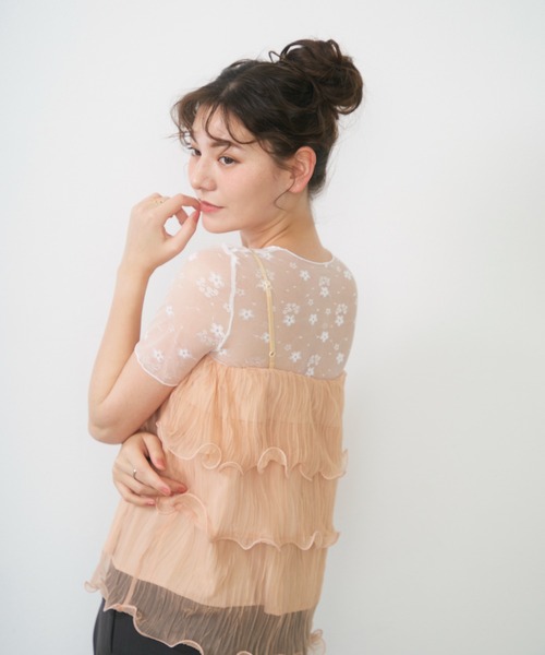 Lunea(ルネア)の「シアーティアードチュールキャミソール / sheer tiered tulle camisole(キャミソール・レディース・ブルー/アイボリー/ピンク・FREE)」の20枚目の写真