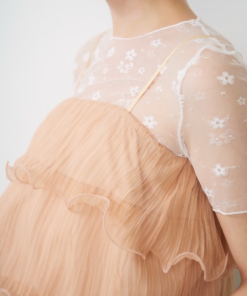 Lunea(ルネア)の「シアーティアードチュールキャミソール / sheer tiered tulle camisole(キャミソール・レディース・ブルー/アイボリー/ピンク・FREE)」の19枚目の写真