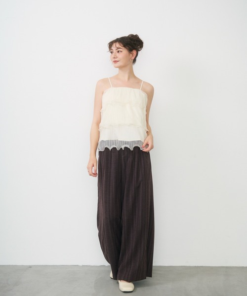 Lunea(ルネア)の「シアーティアードチュールキャミソール / sheer tiered tulle camisole(キャミソール・レディース・ブルー/アイボリー/ピンク・FREE)」の16枚目の写真