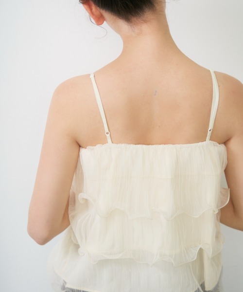 Lunea(ルネア)の「シアーティアードチュールキャミソール / sheer tiered tulle camisole(キャミソール・レディース・ブルー/アイボリー/ピンク・FREE)」の14枚目の写真