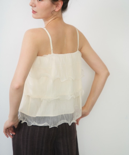 Lunea(ルネア)の「シアーティアードチュールキャミソール / sheer tiered tulle camisole(キャミソール・レディース・ブルー/アイボリー/ピンク・FREE)」の8枚目の写真