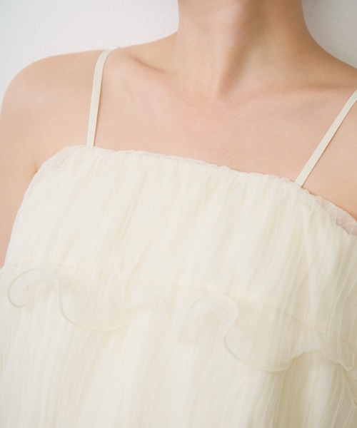 Lunea(ルネア)の「シアーティアードチュールキャミソール / sheer tiered tulle camisole(キャミソール・レディース・ブルー/アイボリー/ピンク・FREE)」の6枚目の写真