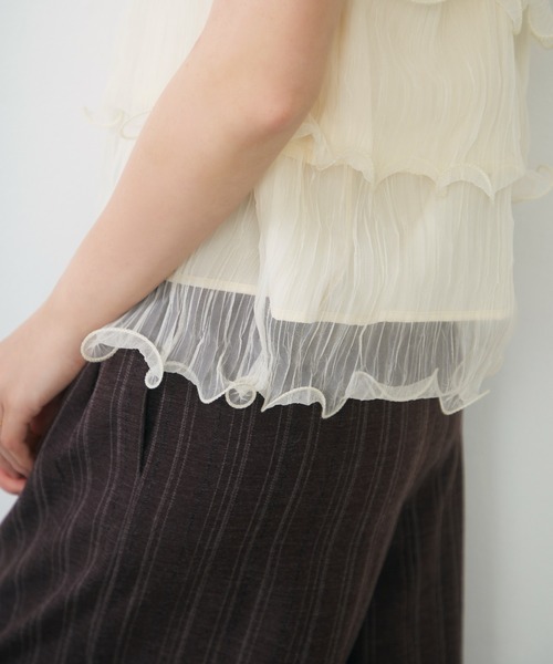 Lunea(ルネア)の「シアーティアードチュールキャミソール / sheer tiered tulle camisole(キャミソール・レディース・ブルー/アイボリー/ピンク・FREE)」の5枚目の写真