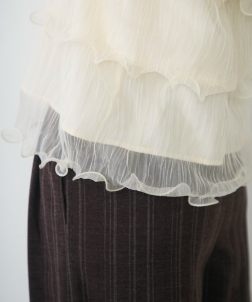 Lunea(ルネア)の「シアーティアードチュールキャミソール / sheer tiered tulle camisole(キャミソール・レディース・ブルー/アイボリー/ピンク・FREE)」の4枚目の写真