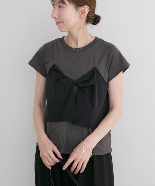 ITEMS URBANRESEARCH（アイテムズ アーバンリサーチ）の「ドッキングビスチェTシャツ（Tシャツ/カットソー・レディース・ブラック/レッド系その他/ベージュ・FREE）」の2枚目の写真