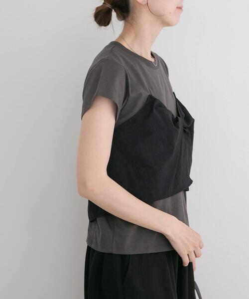 ITEMS URBANRESEARCH(アイテムズ アーバンリサーチ)の「ドッキングビスチェTシャツ(Tシャツ/カットソー・レディース・ブラック/レッド系その他/ベージュ・FREE)」の5枚目の写真