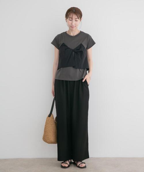 ITEMS URBANRESEARCH(アイテムズ アーバンリサーチ)の「ドッキングビスチェTシャツ(Tシャツ/カットソー・レディース・ブラック/レッド系その他/ベージュ・FREE)」の7枚目の写真