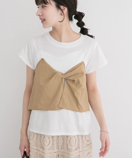 ITEMS URBANRESEARCH(アイテムズ アーバンリサーチ)の「ドッキングビスチェTシャツ(Tシャツ/カットソー・レディース・ブラック/レッド系その他/ベージュ・FREE)」の1枚目の写真