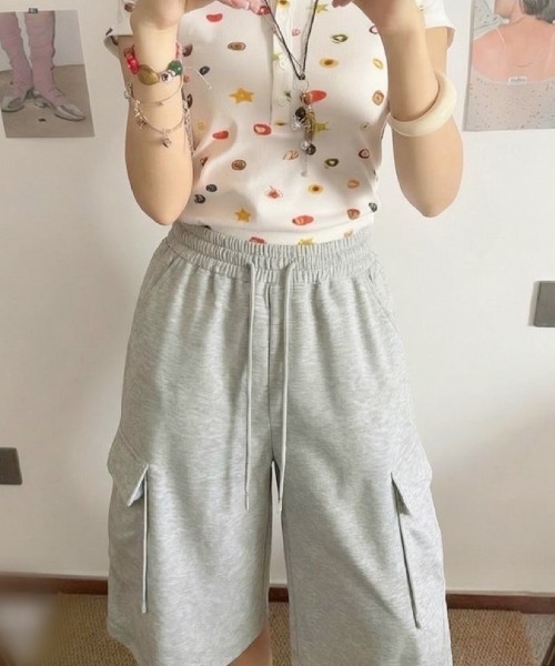LAMPOON（ランプーン）の「【LAMPOON】スエットカーゴハーフパンツ（スウェットパンツ・レディース・ブラック/グレー・SMALL/MEDIUM/LARGE）」の8枚目の写真