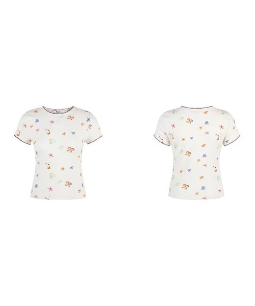 Fano Studios(ファノ ストゥディオズ)の「フラワープリント 配色トリム トップス FX26S423【Fano Studios】【2026SS】(Tシャツ/カットソー・レディース・ホワイト・M/L/S)」の11枚目の写真