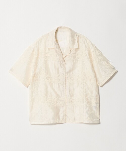 A DAY IN THE LIFE UNITED ARROWS(アデイインザライフユナイテッドアローズ)の「シアー エンブロイダリー オープンカラーシャツ <A DAY IN THE LIFE>(シャツ/ブラウス・レディース・ダークグレー/オフホワイト・FREE)」の1枚目の写真