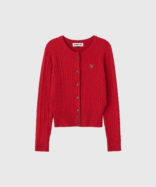 GENERAL IDEA（ジェネラルアイデア）の「GENERAL IDEA/ジェネラルアイディア WOMAN SIGNATURE SUPER FINE WOOL CABLE CARDIGAN ウールブレンドケーブル編みカーディガン 丸首 クルーネック ラウンドネック レディース 秋 秋服 2026年秋冬 冬服（カーディガン/ボレロ・レディース・イエロー/レッド・S/M/L/XS/XL）」の14枚目の写真