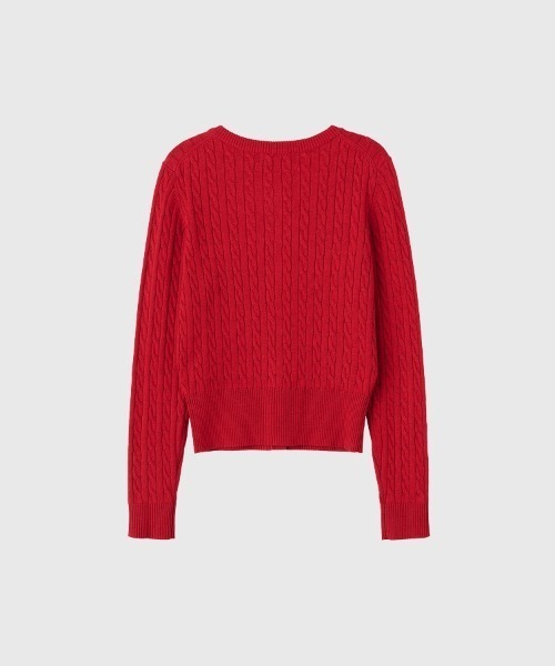 GENERAL IDEA（ジェネラルアイデア）の「GENERAL IDEA/ジェネラルアイディア WOMAN SIGNATURE SUPER FINE WOOL CABLE CARDIGAN ウールブレンドケーブル編みカーディガン 丸首 クルーネック ラウンドネック レディース 秋 秋服 2026年秋冬 冬服（カーディガン/ボレロ・レディース・イエロー/レッド・S/M/L/XS/XL）」の15枚目の写真
