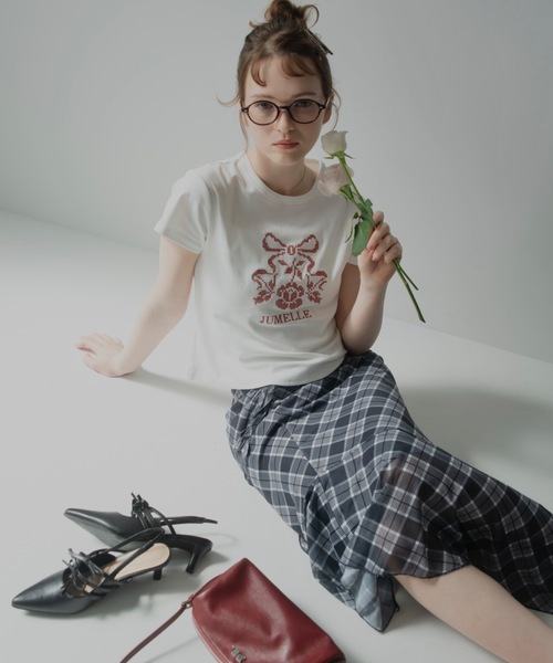JUMELLE(ジュメロ)の「チェックヘムスカート(スカート・レディース・ネイビー・FREE)」の14枚目の写真