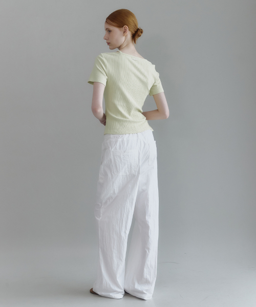 MICANE（ミケーネ）の「アルビンVラップTハーフ.ver（Tシャツ/カットソー・レディース・ライム/クリーム/ブラック・1/2/3/4）」の8枚目の写真