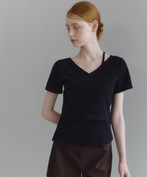 MICANE（ミケーネ）の「アルビンVラップTハーフ.ver（Tシャツ/カットソー・レディース・ライム/クリーム/ブラック・1/2/3/4）」の11枚目の写真
