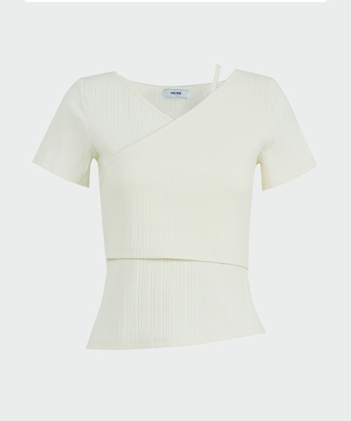 MICANE（ミケーネ）の「アルビンVラップTハーフ.ver（Tシャツ/カットソー・レディース・ライム/クリーム/ブラック・1/2/3/4）」の13枚目の写真