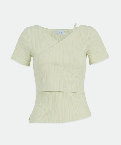 MICANE（ミケーネ）の「アルビンVラップTハーフ.ver（Tシャツ/カットソー・レディース・ライム/クリーム/ブラック・1/2/3/4）」の14枚目の写真