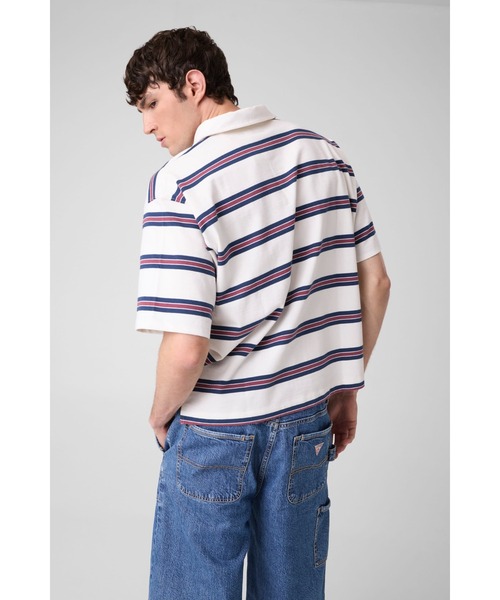 GUESS JEANS(ゲスジーンズ)の「GUESS JEANS Boxy Striped Polo ポロシャツ(ポロシャツ・メンズ・ホワイト系その他/ネイビー・XX-LARGE/X-LARGE/MEDIUM/LARGE)」の8枚目の写真