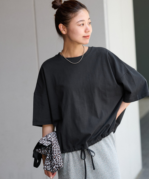 JOURNAL STANDARD relume(ジャーナルスタンダード レリューム)の「《追加4》ギャザーヘムショートスリーブTシャツ(Tシャツ/カットソー・レディース・ベージュ/ライトグレー/ホワイト/ブラック・FREE)」の13枚目の写真