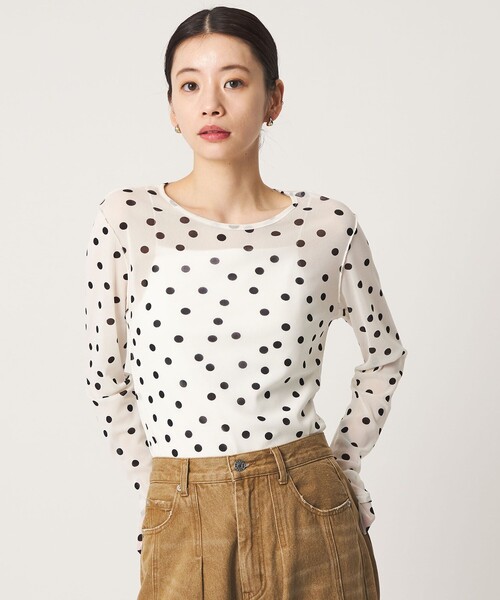 CITEN(シテン)の「<CITEN>シアードットコンパクトトップ(Tシャツ/カットソー・レディース・ブラック/ホワイト・フリー)」の3枚目の写真