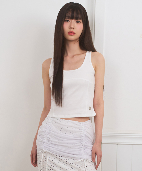 LIE MEQUE(リメーク)の「Uネックカットラインスリーブレストップホワイト(Tシャツ/カットソー・レディース・ホワイト・FREE)」の1枚目の写真