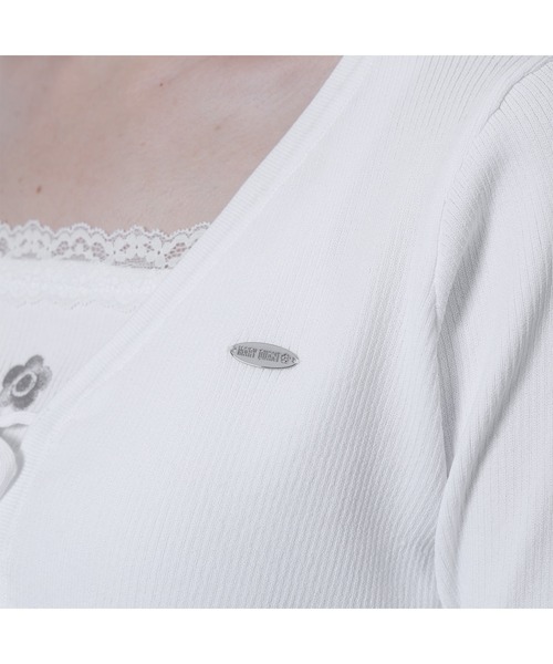 MARY QUANT(マリークワント)の「フロントリボンニット アンサンブル(Tシャツ/カットソー・レディース・マルチ/ホワイト/ライトブルー/ブラック・M)」の8枚目の写真