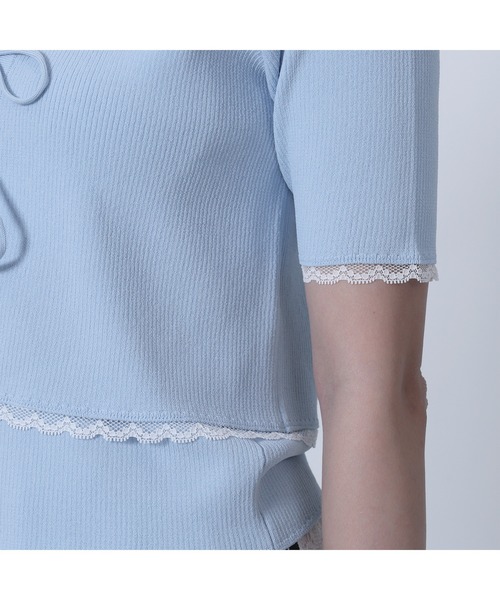 MARY QUANT(マリークワント)の「フロントリボンニット アンサンブル(Tシャツ/カットソー・レディース・マルチ/ホワイト/ライトブルー/ブラック・M)」の19枚目の写真