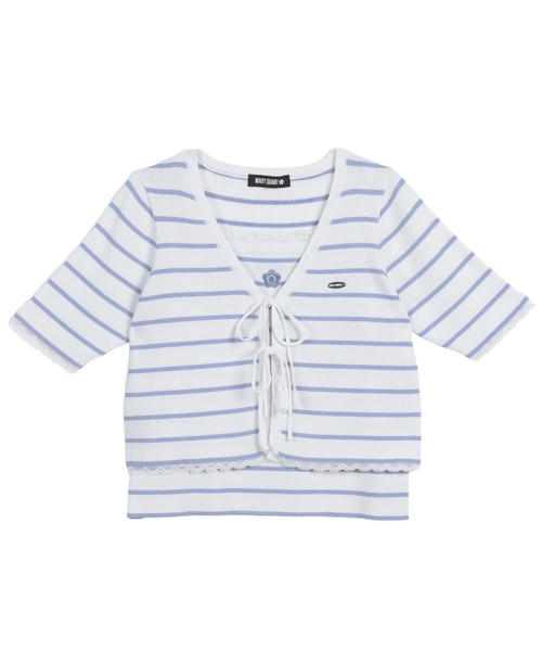 MARY QUANT(マリークワント)の「フロントリボンニット アンサンブル(Tシャツ/カットソー・レディース・マルチ/ホワイト/ライトブルー/ブラック・M)」の17枚目の写真