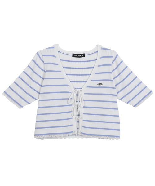 MARY QUANT(マリークワント)の「フロントリボンニット アンサンブル(Tシャツ/カットソー・レディース・マルチ/ホワイト/ライトブルー/ブラック・M)」の16枚目の写真