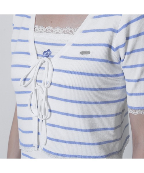 MARY QUANT(マリークワント)の「フロントリボンニット アンサンブル(Tシャツ/カットソー・レディース・マルチ/ホワイト/ライトブルー/ブラック・M)」の13枚目の写真