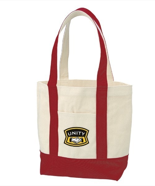 Ol' Basics(オールベーシックス)の「Ol' Basics(オール・ベーシックス) バイカラートートバッグ キャンバス シェイクハンドイラスト ロゴ プリント 鞄 BAG アメカジ メンズ レディース ユニセックス(トートバッグ・レディース・レッド・FREE)」の1枚目の写真