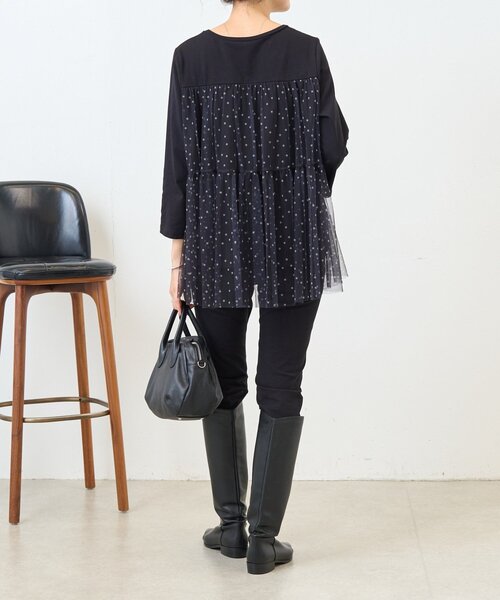 BEARDSLEY(ビアズリー)の「ドットチュールプルオーバー(Tシャツ/カットソー・レディース・ブラック・FREE)」の4枚目の写真