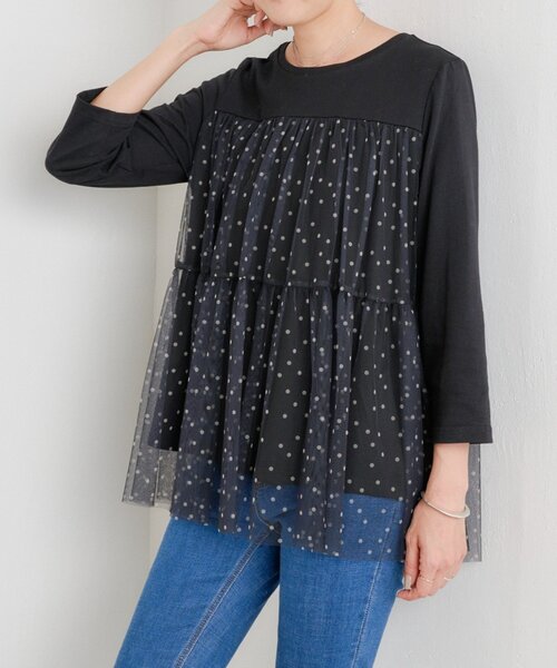 BEARDSLEY(ビアズリー)の「ドットチュールプルオーバー(Tシャツ/カットソー・レディース・ブラック・FREE)」の5枚目の写真