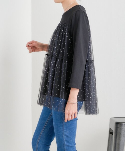 BEARDSLEY(ビアズリー)の「ドットチュールプルオーバー(Tシャツ/カットソー・レディース・ブラック・FREE)」の7枚目の写真